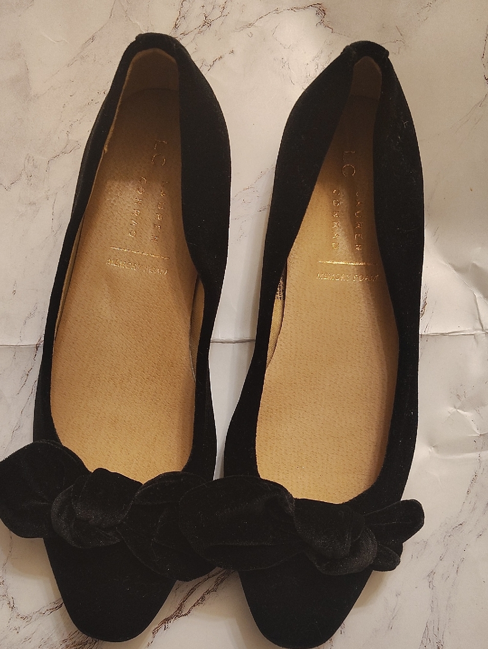 LC Lauren Conrad Black Velvet Knot-Accent Ballet Flats